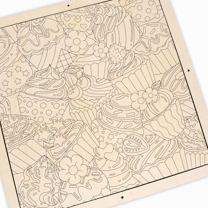 Niedliche Cupcakes – Ausmalpuzzle aus Holz