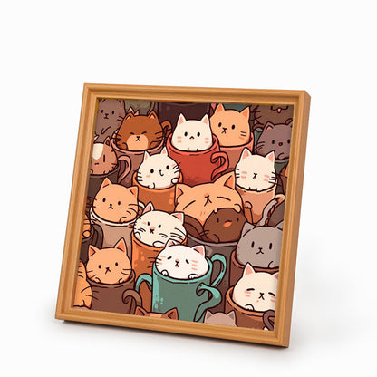 Katzen in Tassen – Ausmalpuzzle aus Holz