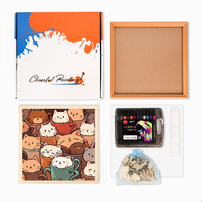 Katzen in Tassen – Ausmalpuzzle aus Holz