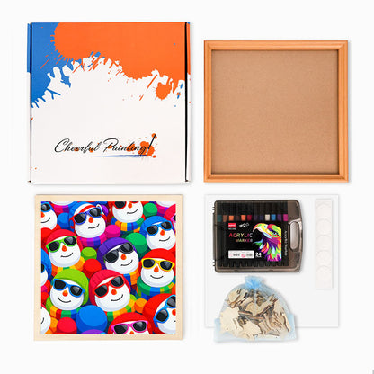 Coole Schneemänner – Ausmalpuzzle aus Holz