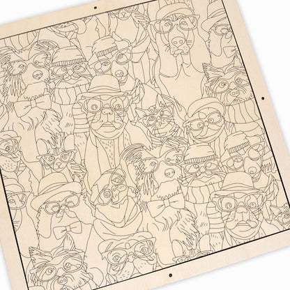 Hunde mit Brille – Ausmalpuzzle aus Holz