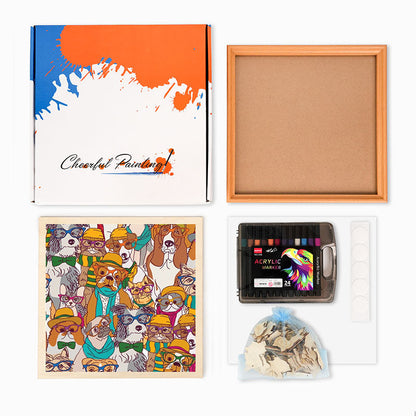 Hunde mit Brille – Ausmalpuzzle aus Holz