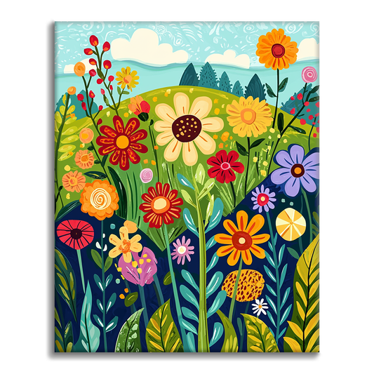 Wildblumen in der Wildnis - Malen nach Zahlen
