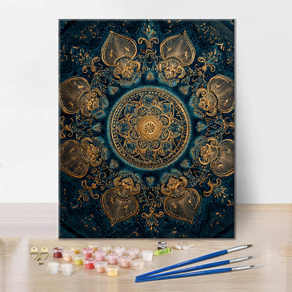 Goldenes Lotus-Mandala - Malen nach Zahlen