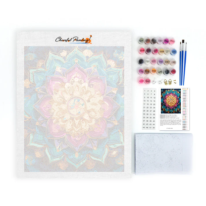 Regenbogen-Blumen-Mandala - Malen nach Zahlen