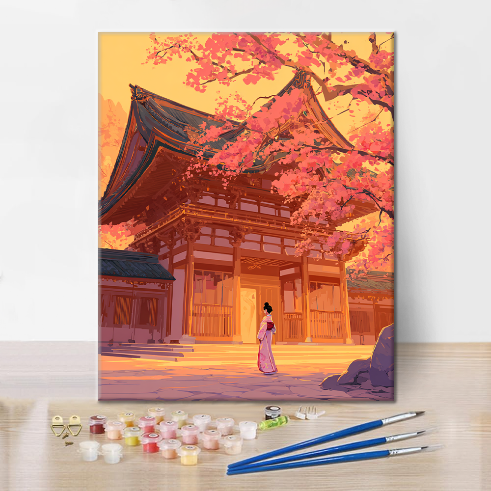 Sakura am Schrein - Malen nach Zahlen