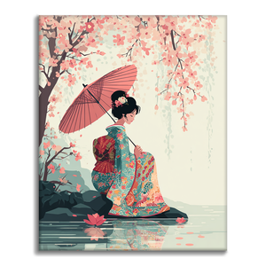 Sakura-Regenschirm - Malen nach Zahlen