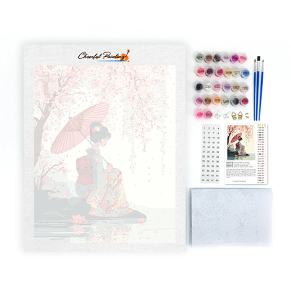Sakura-Regenschirm - Malen nach Zahlen