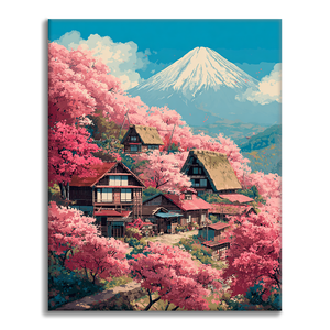 Sakura Villa am Berg Fuji - Malen nach Zahlen