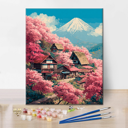 Sakura Villa am Berg Fuji - Malen nach Zahlen