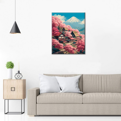 Sakura Villa am Berg Fuji - Malen nach Zahlen