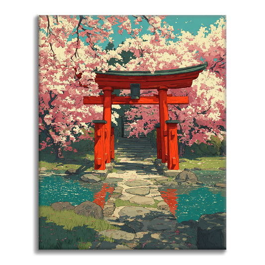 Kirschblüten-Torii - Malen nach Zahlen