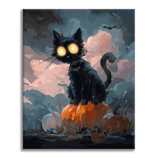 Halloween Schwarze Katze - Malen nach Zahlen