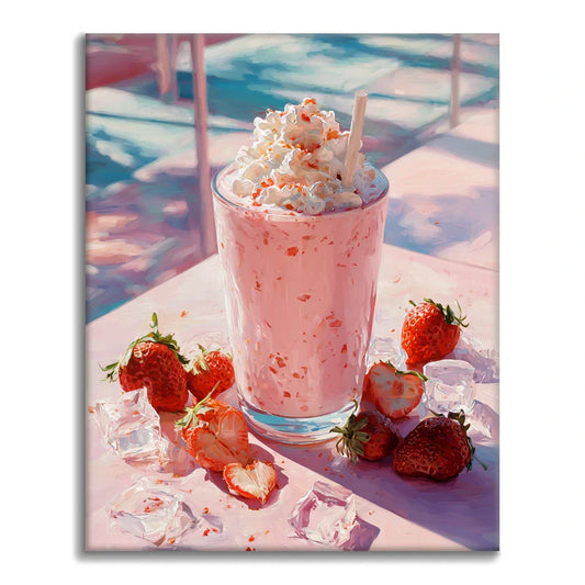 Erdbeermilchshake - Malen nach Zahlen