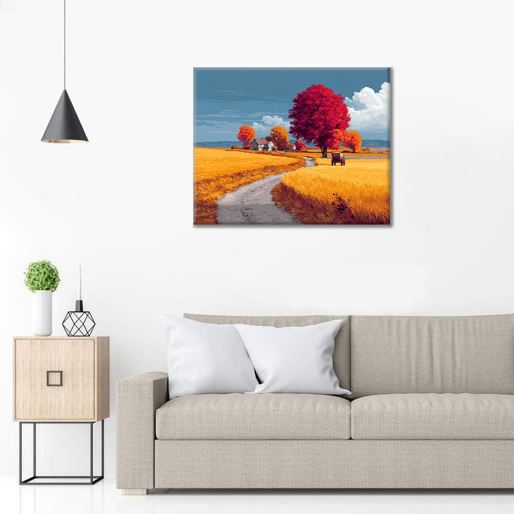 Herbstliche Landfahrt - Malen nach Zahlen