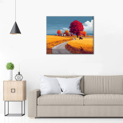 Herbstliche Landfahrt - Malen nach Zahlen