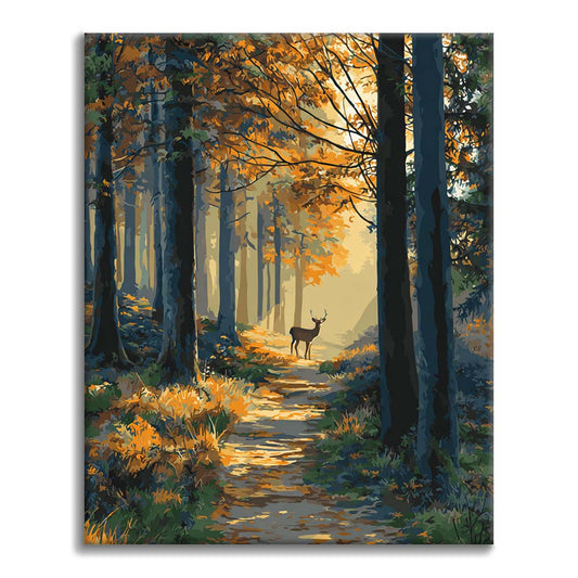 Herbstlicher Waldweg - Malen nach Zahlen