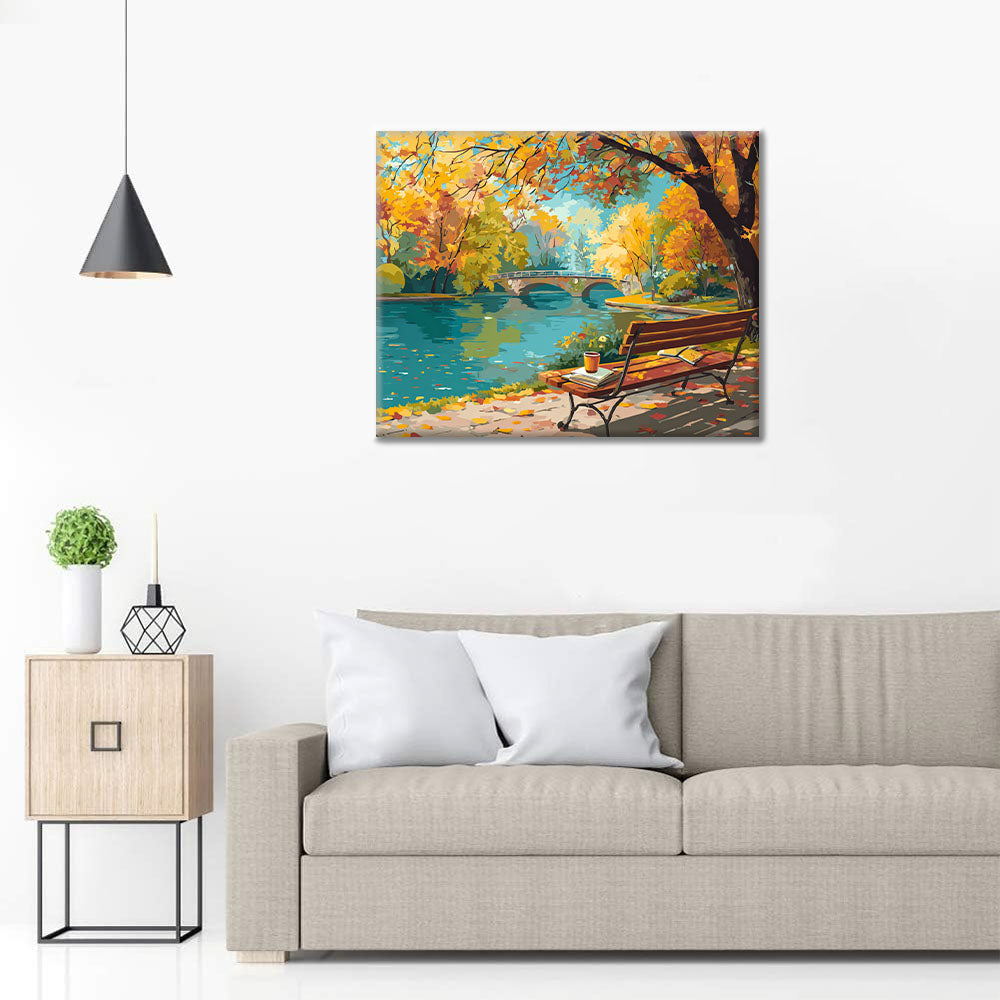 Herbstlicher Park-Rückzugsort - Malen nach Zahlen