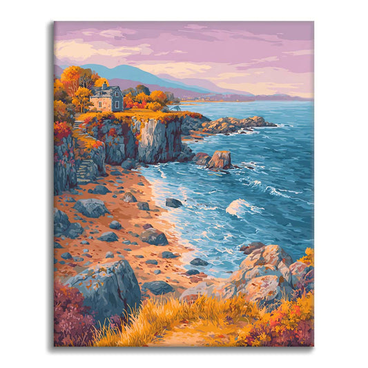 Herbstliches Küstenhäuschen - Malen nach Zahlen