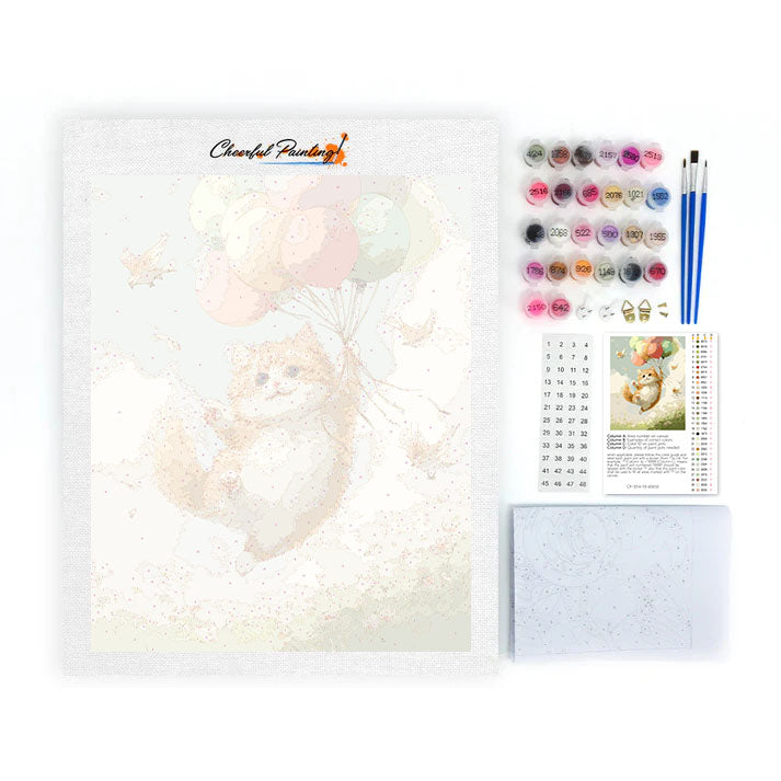 Katzenballonfahrt - Malen nach Zahlen