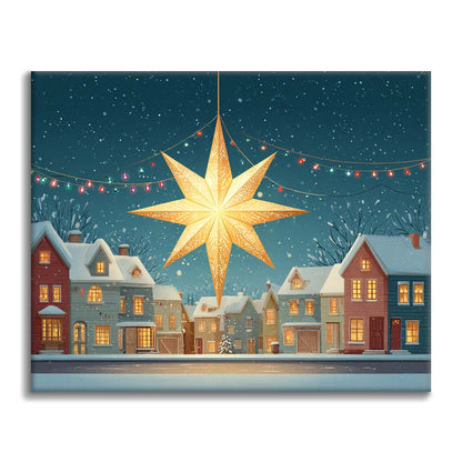 Weihnachtsstern im Schnee - Malen nach Zahlen