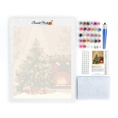 Weihnachtsbaum und Kamin - Malen nach Zahlen