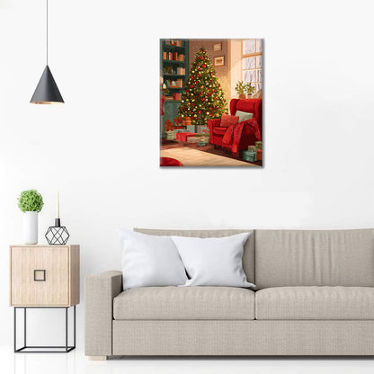 Gemütlicher Weihnachtsbaum - Malen nach Zahlen