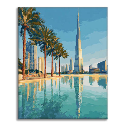 Dubai Skyline Reflections - Malen nach Zahlen