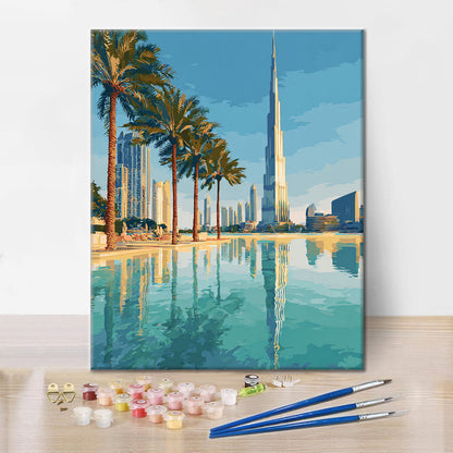 Dubai Skyline Reflections - Malen nach Zahlen