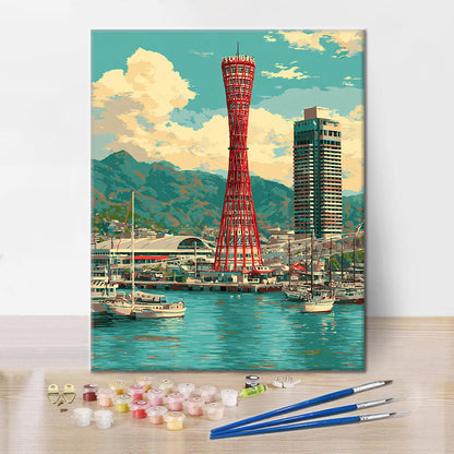 Kobe Port Tower - Malen nach Zahlen