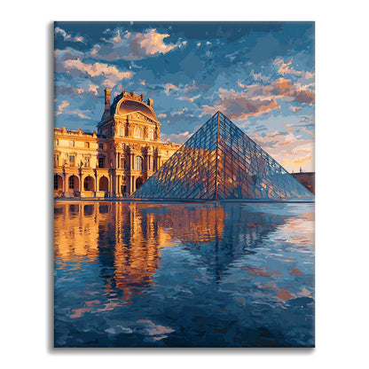 Spiegelung der Louvre-Pyramide - Malen nach Zahlen