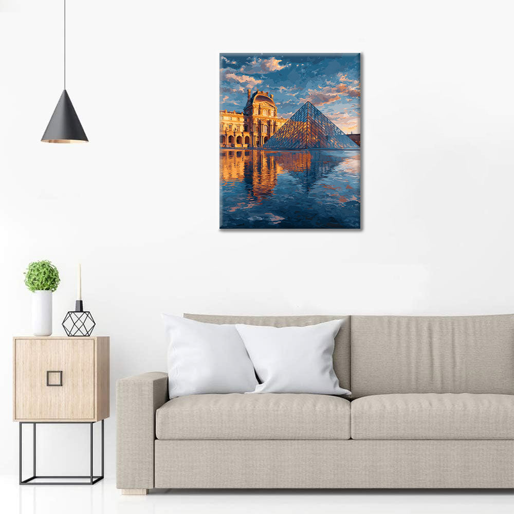 Spiegelung der Louvre-Pyramide - Malen nach Zahlen