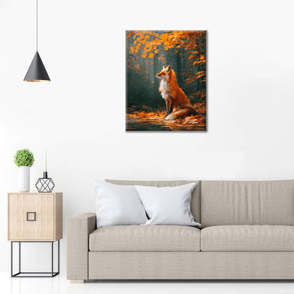 Ahornblätter und Fuchs - Malen nach Zahlen