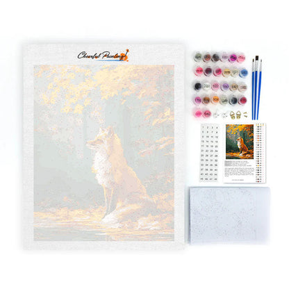 Ahornblätter und Fuchs - Malen nach Zahlen