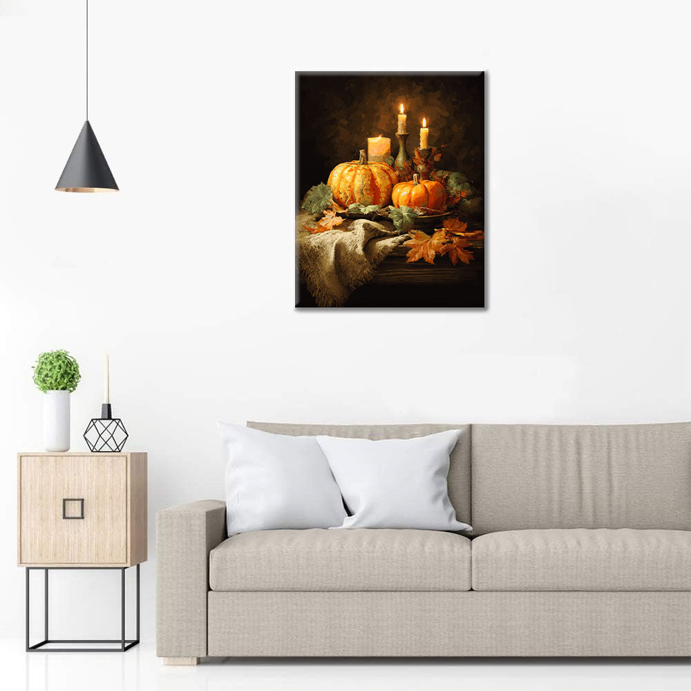 Kürbisessen - Malen nach Zahlen