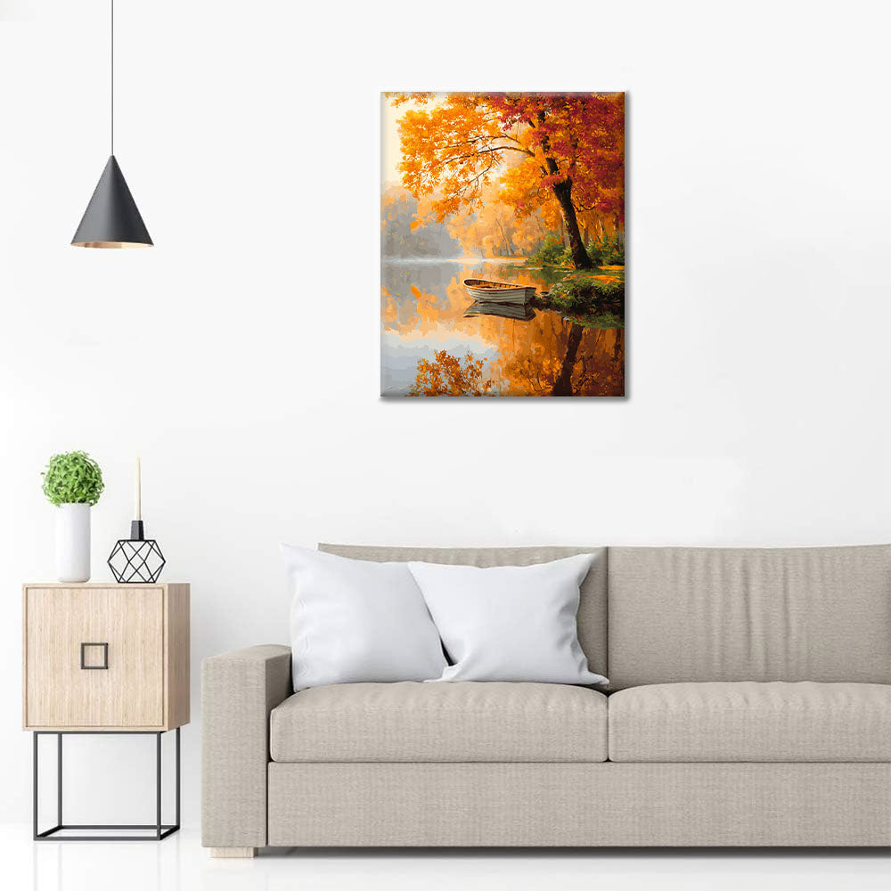 Ruhiges Herbstboot - Malen nach Zahlen