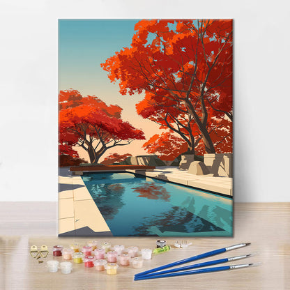 Heitere Herbstreflexionen - Malen nach Zahlen