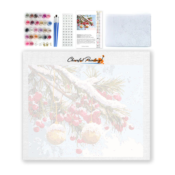 Winterzweige mit Ornamenten - Malen nach Zahlen