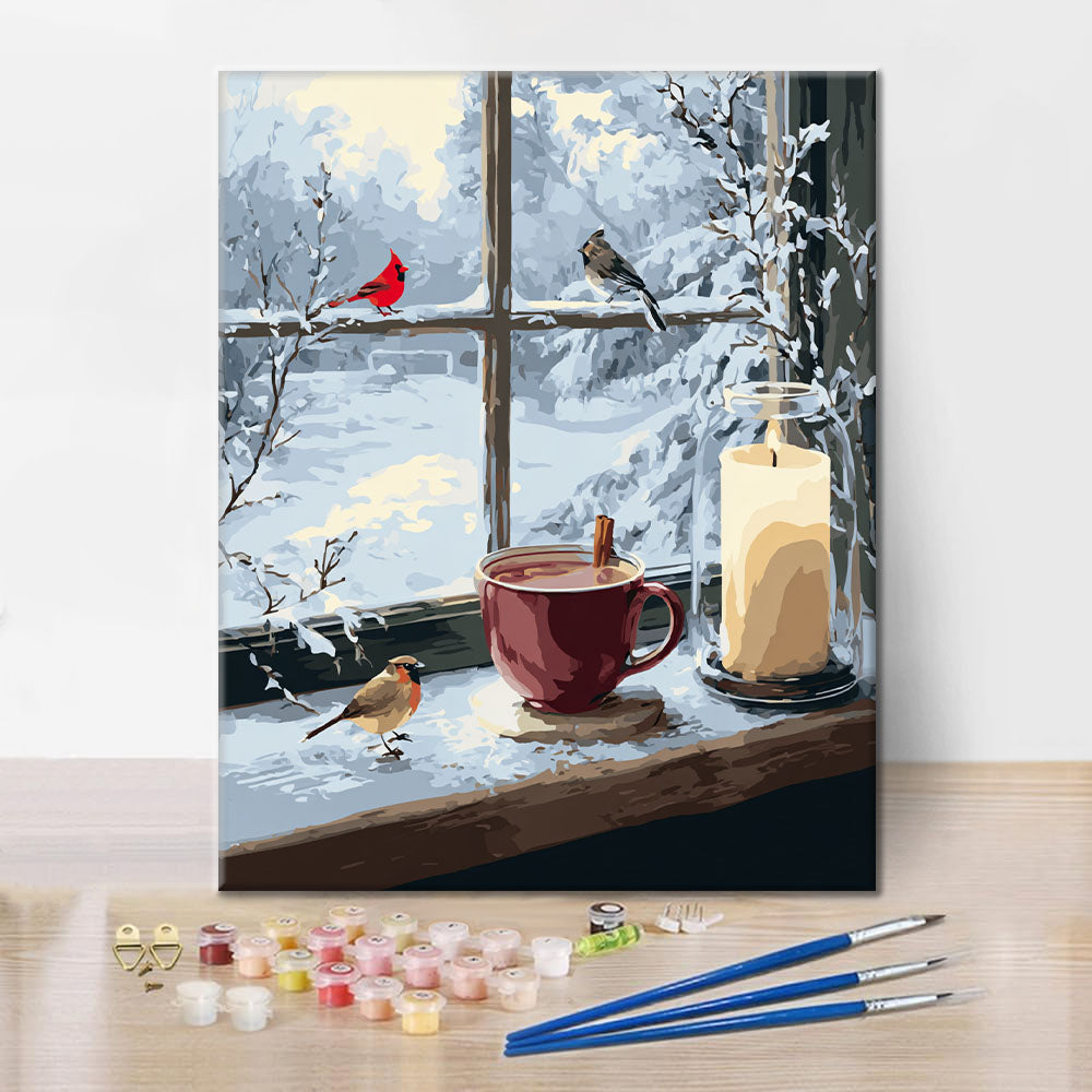 Winterliche Fensterszene - Malen nach Zahlen