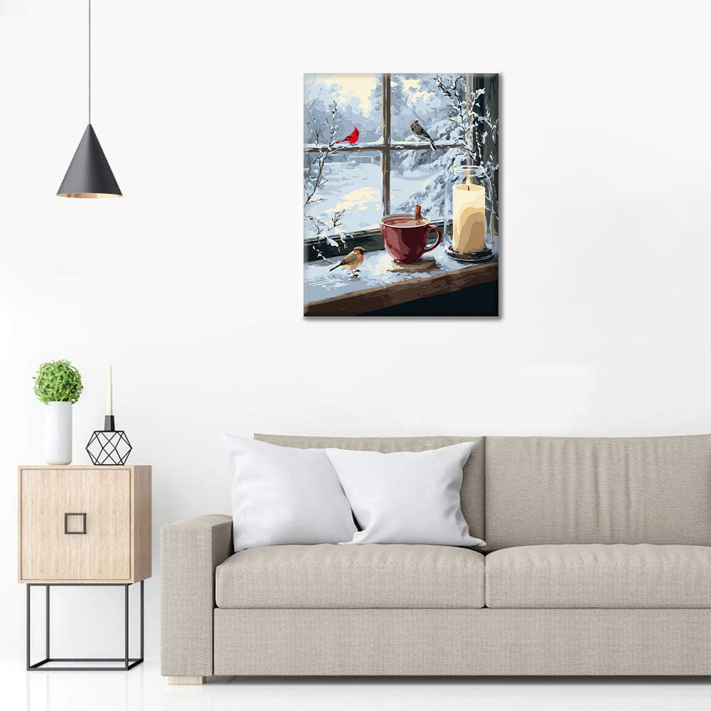 Winterliche Fensterszene - Malen nach Zahlen