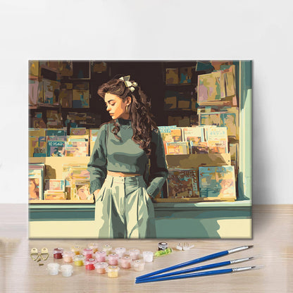 Schaufenster einer Buchhandlung – Malen nach Zahlen