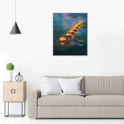 Schwimmende Kerzen – Malen nach Zahlen