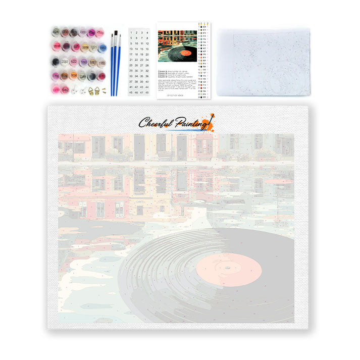 Schwebende Schallplatte – Malen nach Zahlen