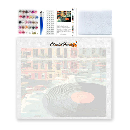 Schwebende Schallplatte – Malen nach Zahlen