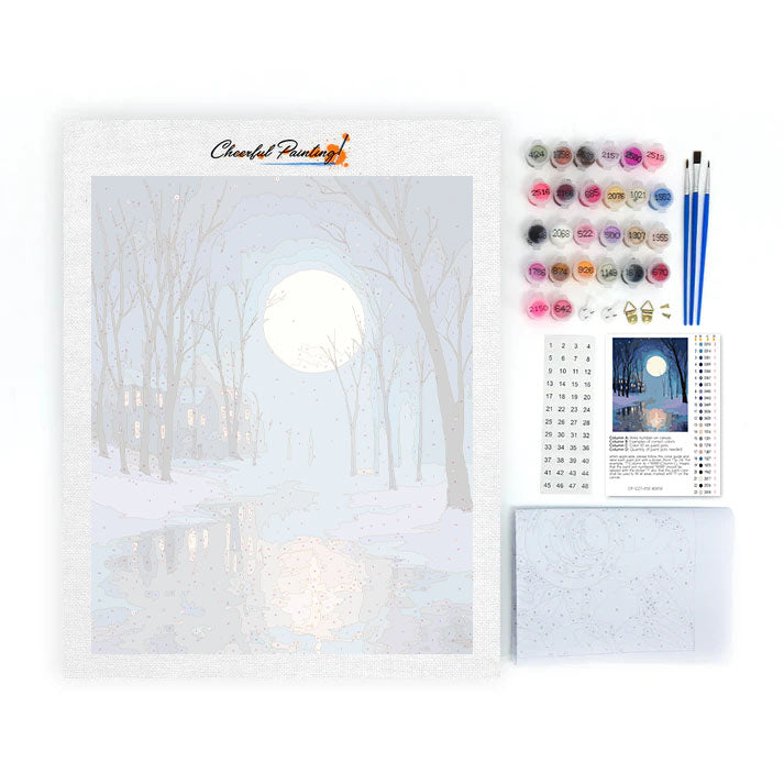 Schnee im Mondlicht – Malen nach Zahlen