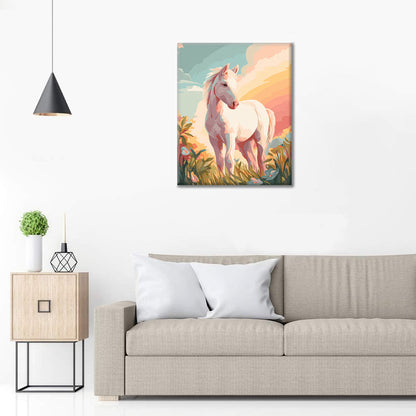 kleines weißes Pferd - Malen nach Zahlen