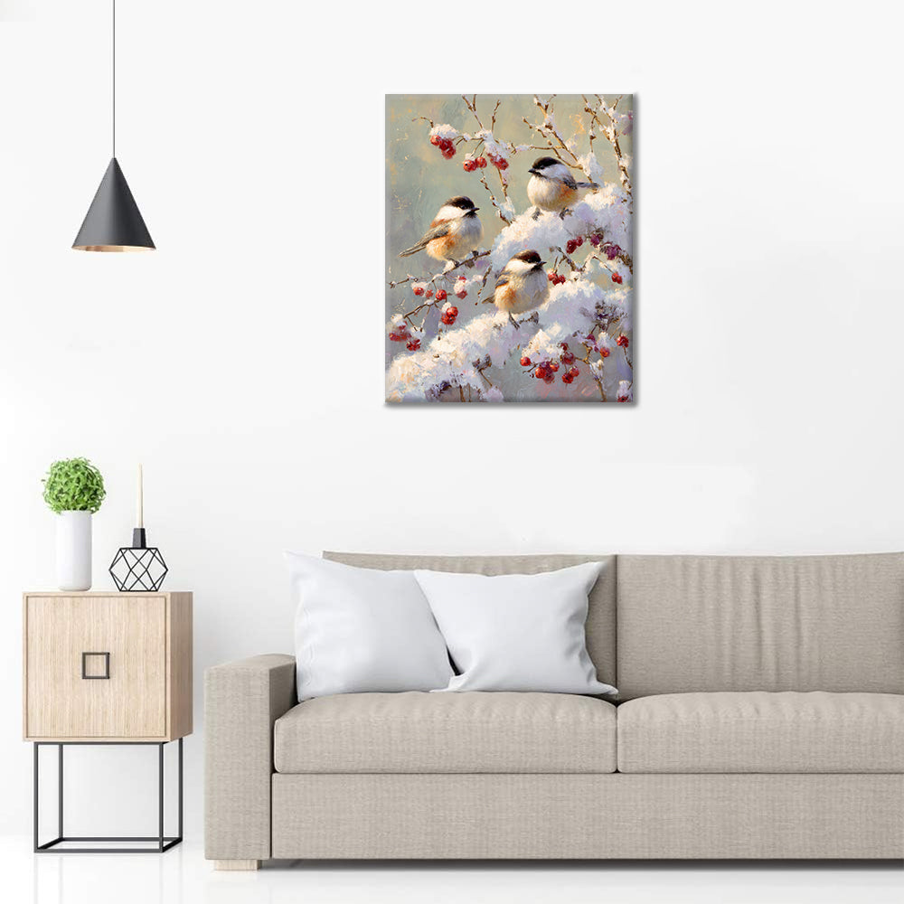 Wintervögel – Malen nach Zahlen