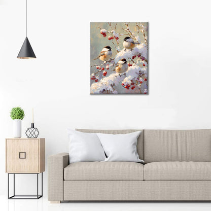 Wintervögel – Malen nach Zahlen