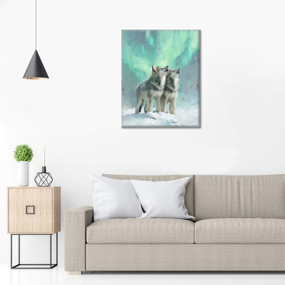 Wölfe der Aurora - Malen nach Zahlen