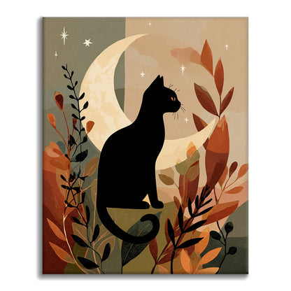 Schwarze Katze Silhouette - Malen nach Zahlen